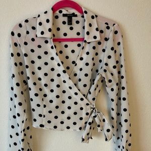 Forever 21 wrap polka dot crop top